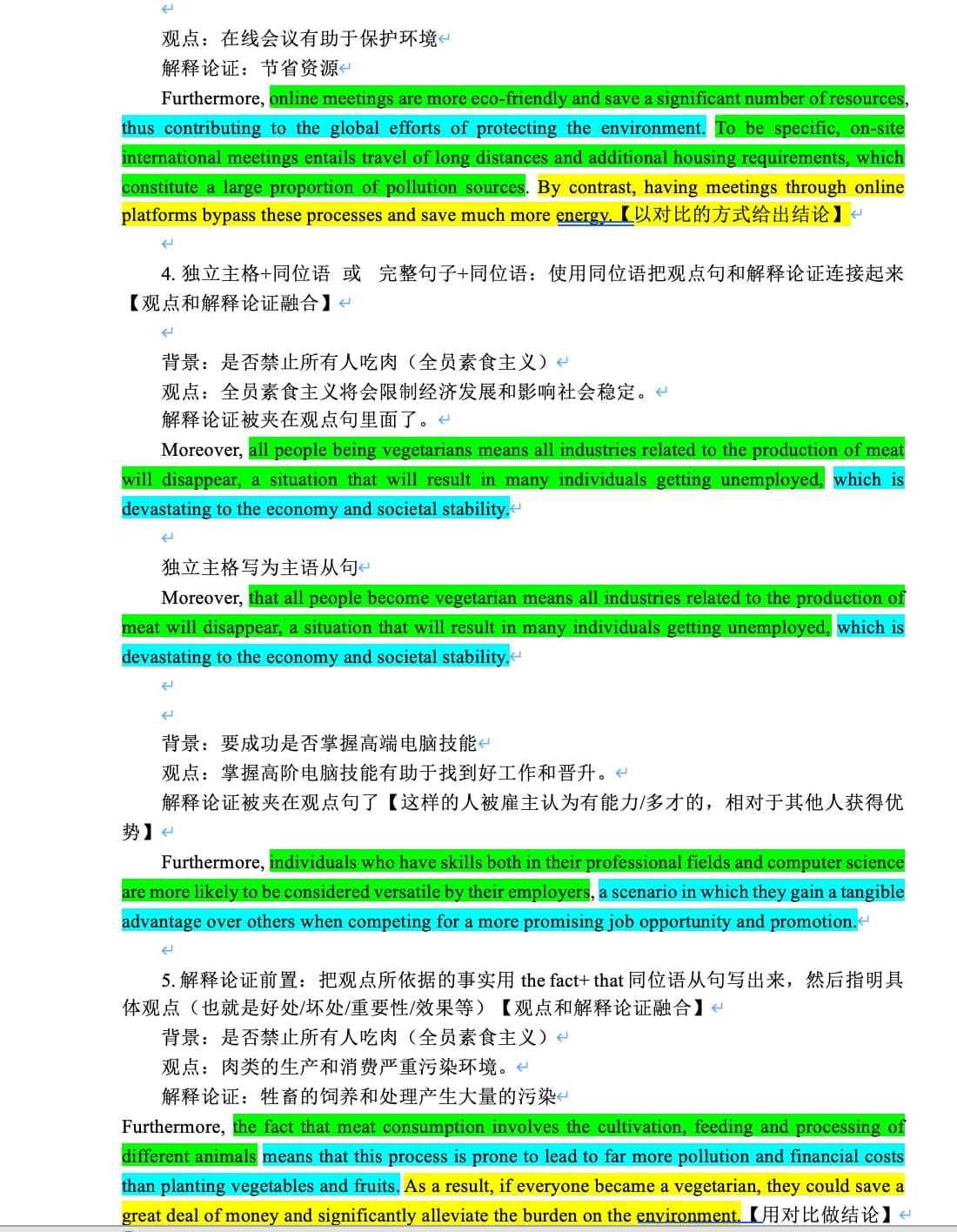 Horizon雅思写作句式拓展与论证方法摘录